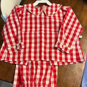 Red Checkered Boys Matching Pants and Longsleeve Top Size 4T - Like New!